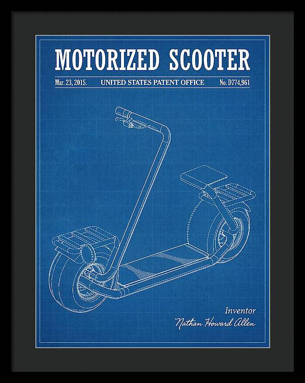 Motorized Scooter Blueprint Patent Usd774961s1