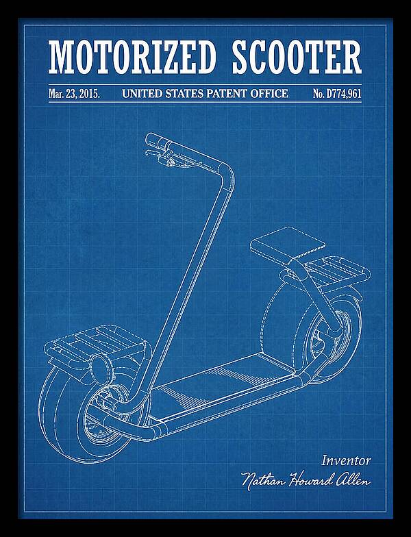 Motorized Scooter Blueprint Patent Usd774961s1