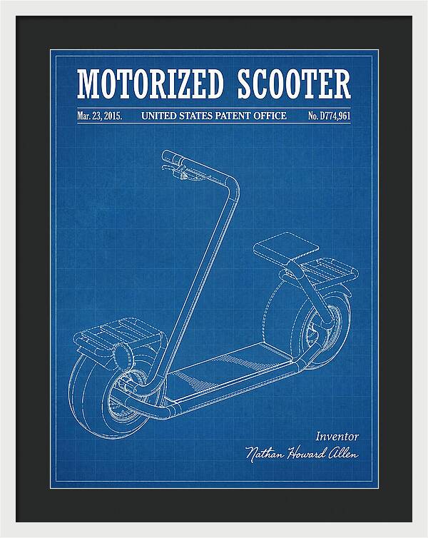 Motorized Scooter Blueprint Patent Usd774961s1