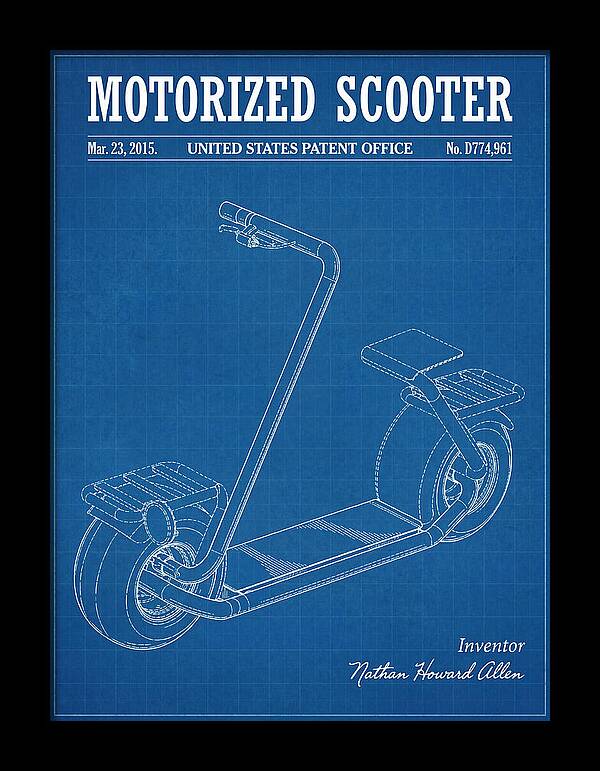 Motorized Scooter Blueprint Patent Usd774961s1