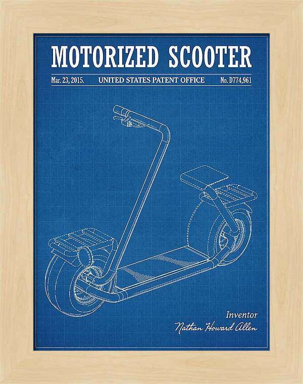 Motorized Scooter Blueprint Patent Usd774961s1