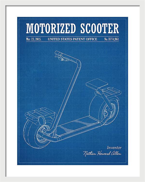 Motorized Scooter Blueprint Patent Usd774961s1