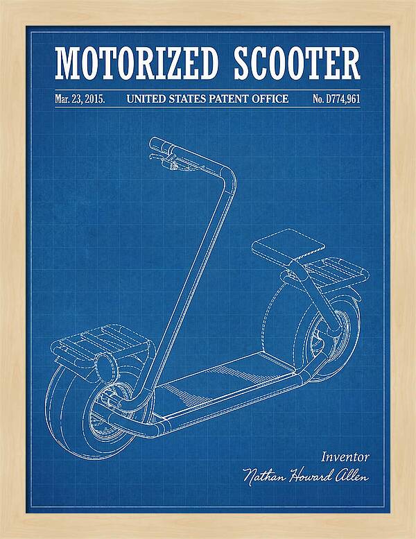Motorized Scooter Blueprint Patent Usd774961s1
