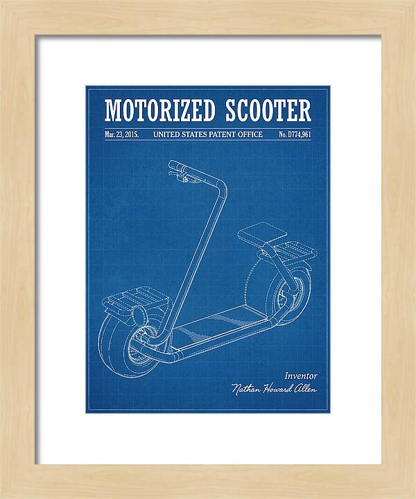 Motorized Scooter Blueprint Patent Usd774961s1