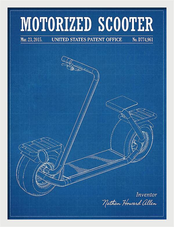 Motorized Scooter Blueprint Patent Usd774961s1