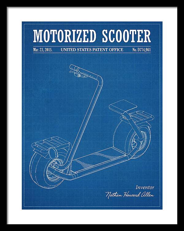 Motorized Scooter Blueprint Patent Usd774961s1