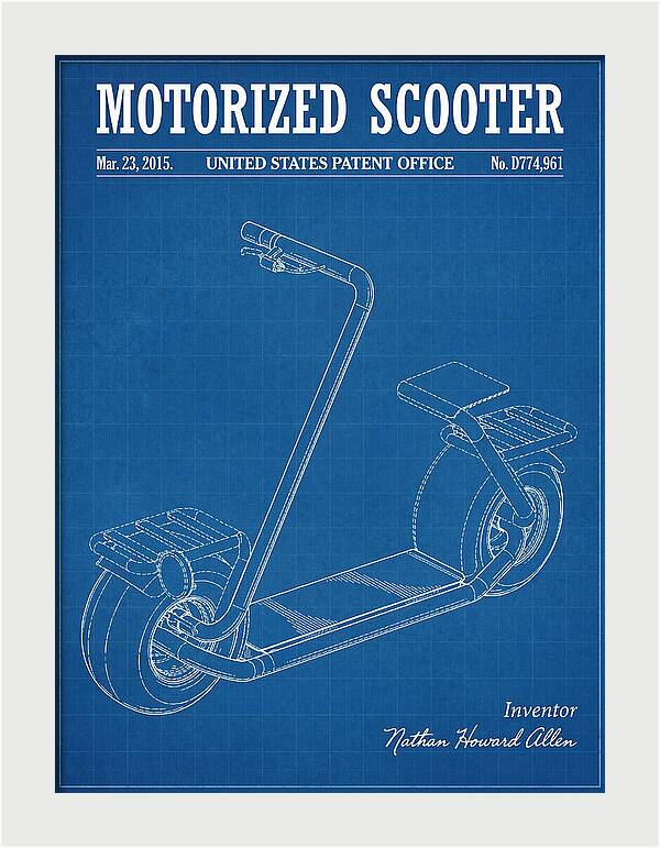 Motorized Scooter Blueprint Patent Usd774961s1