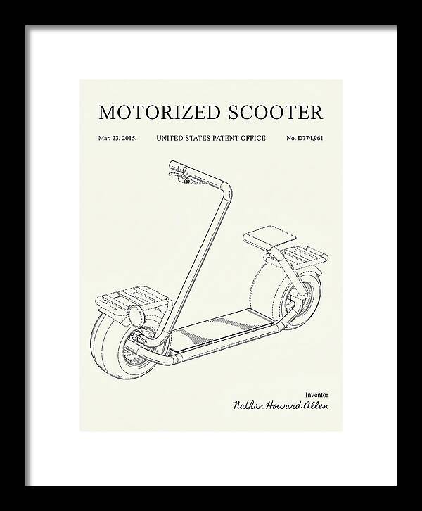 Motorized Scooter Minimalist Patent Usd774961s1