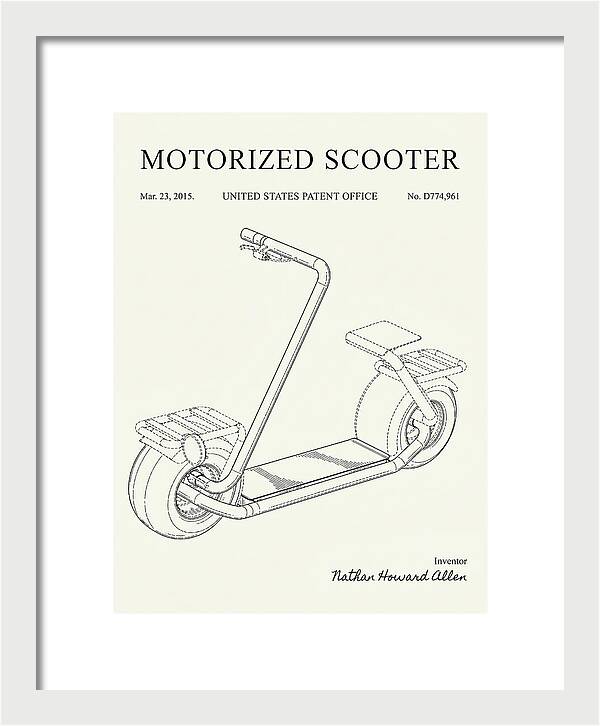 Motorized Scooter Minimalist Patent Usd774961s1