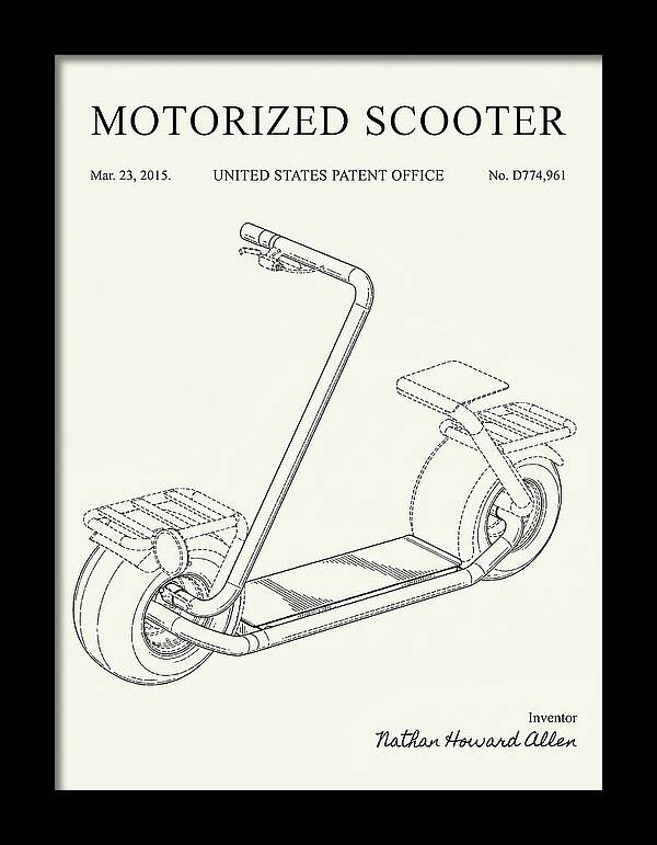 Motorized Scooter Minimalist Patent Usd774961s1