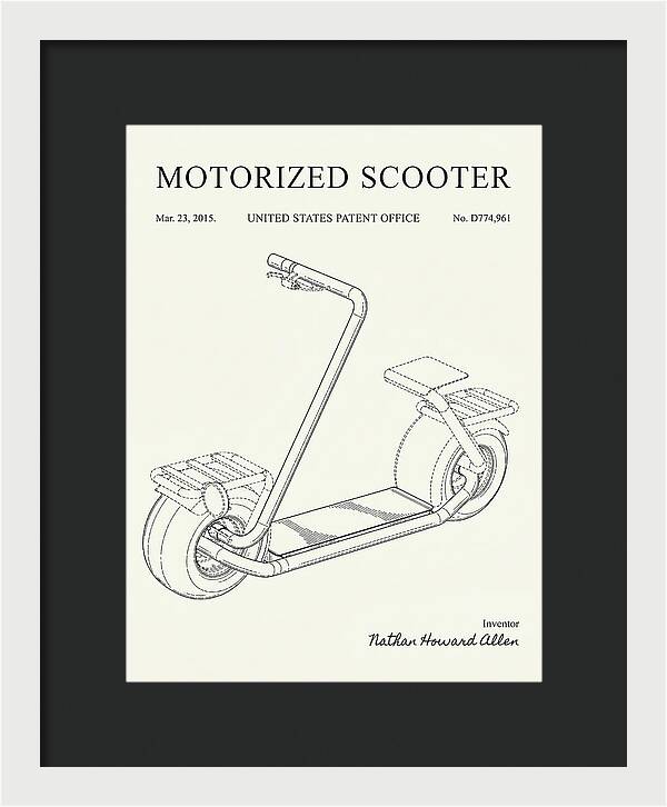 Motorized Scooter Minimalist Patent Usd774961s1