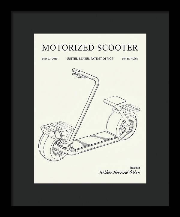 Motorized Scooter Minimalist Patent Usd774961s1