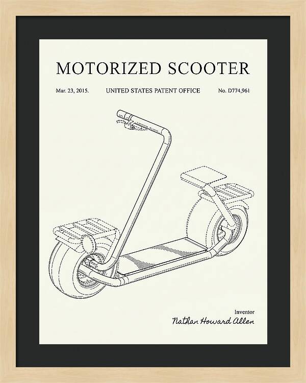 Motorized Scooter Minimalist Patent Usd774961s1