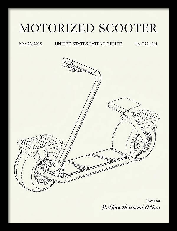 Motorized Scooter Minimalist Patent Usd774961s1