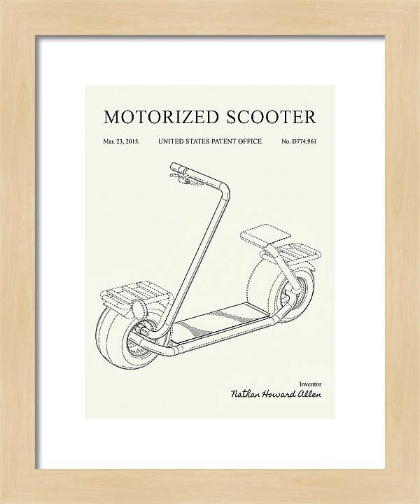 Motorized Scooter Minimalist Patent Usd774961s1