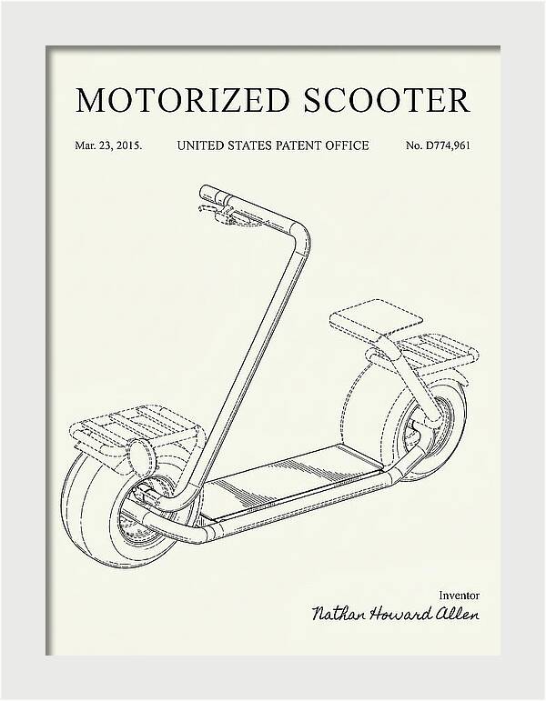 Motorized Scooter Minimalist Patent Usd774961s1