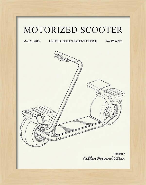 Motorized Scooter Minimalist Patent Usd774961s1