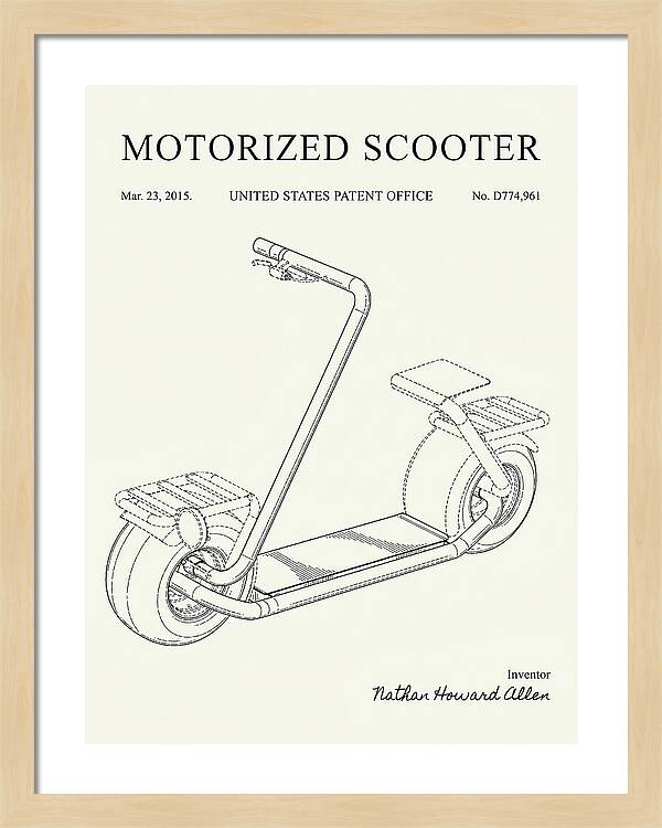 Motorized Scooter Minimalist Patent Usd774961s1