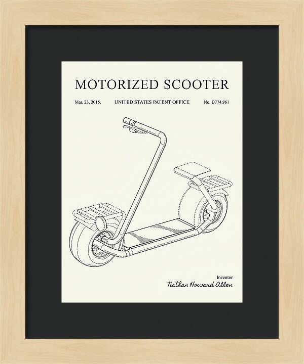 Motorized Scooter Minimalist Patent Usd774961s1