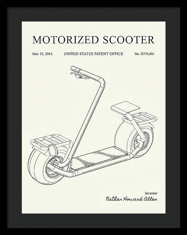 Motorized Scooter Minimalist Patent Usd774961s1