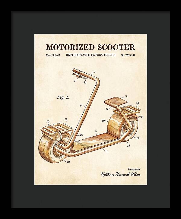 Motorized Scooter Watercolor Patent Usd774961s1