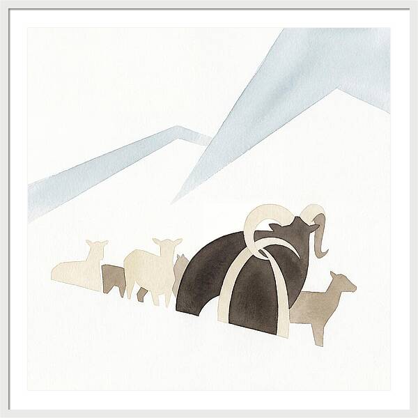 Mouflon In Minimalist Landscape