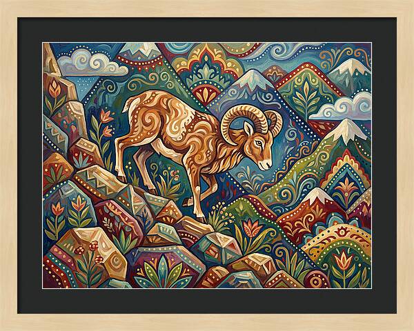 Mouflon In Vibrant Landscape