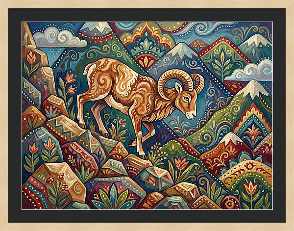 Mouflon In Vibrant Landscape