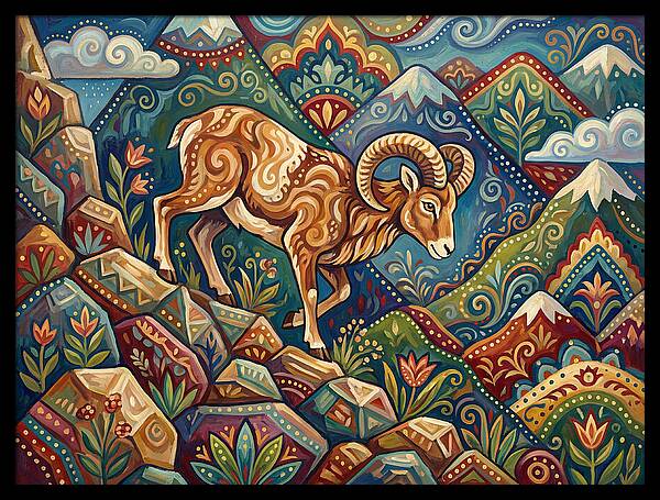 Mouflon In Vibrant Landscape