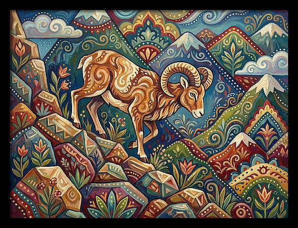 Mouflon In Vibrant Landscape