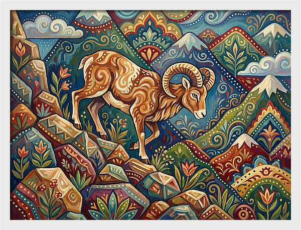 Mouflon In Vibrant Landscape