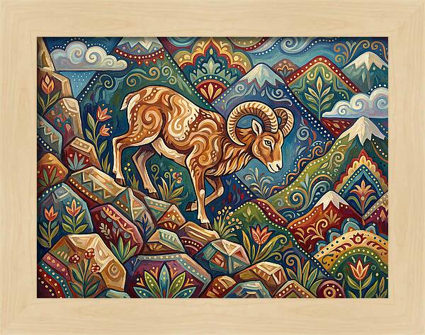 Mouflon In Vibrant Landscape