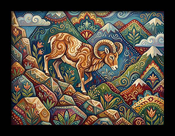 Mouflon In Vibrant Landscape