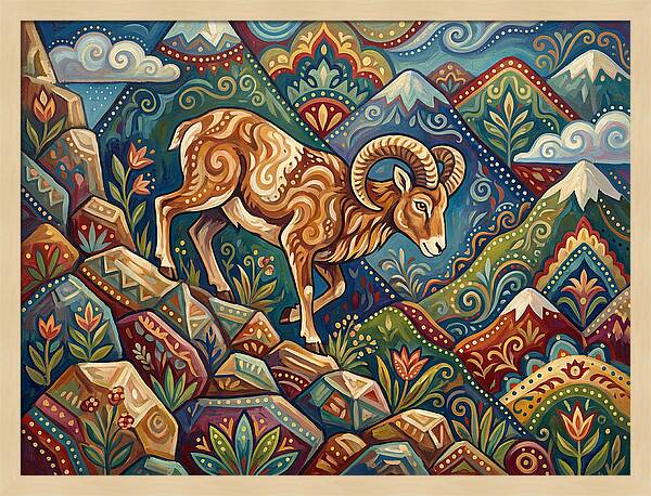 Mouflon In Vibrant Landscape