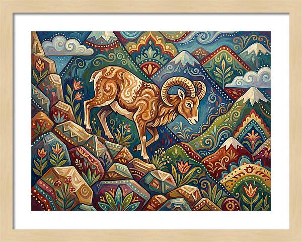 Mouflon In Vibrant Landscape
