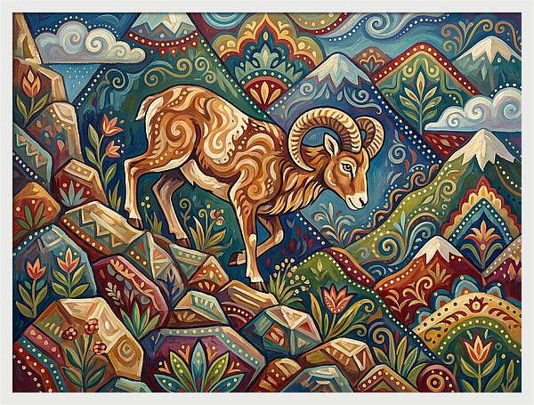 Mouflon In Vibrant Landscape