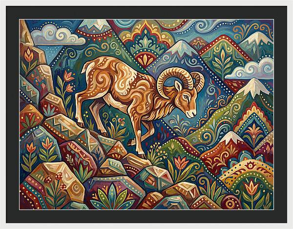 Mouflon In Vibrant Landscape