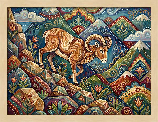 Mouflon In Vibrant Landscape