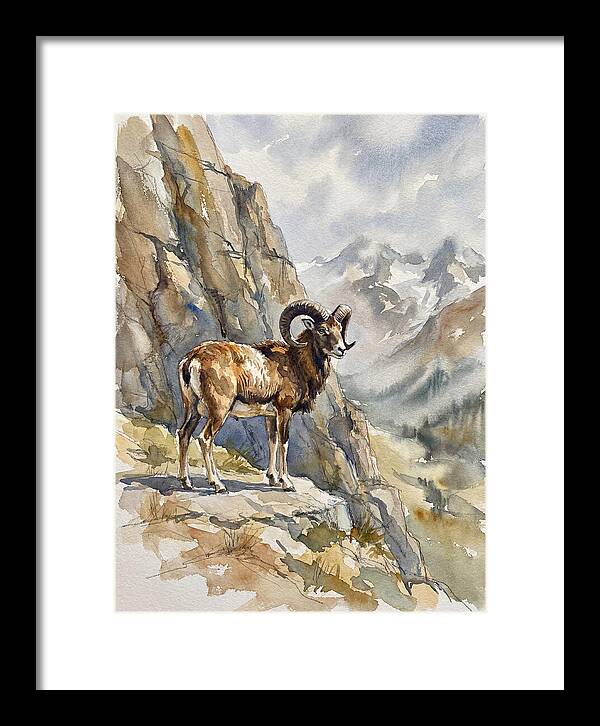 Mouflon On A Mountain Ridge