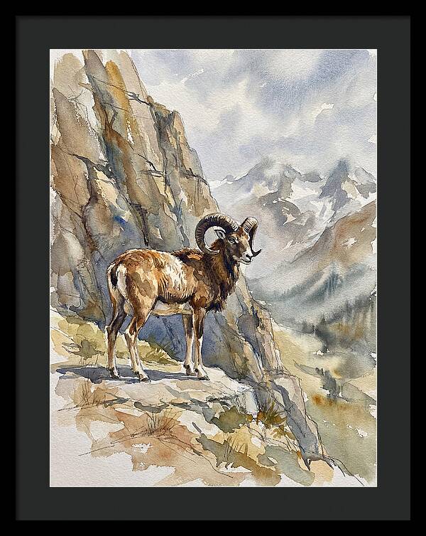 Mouflon On A Mountain Ridge