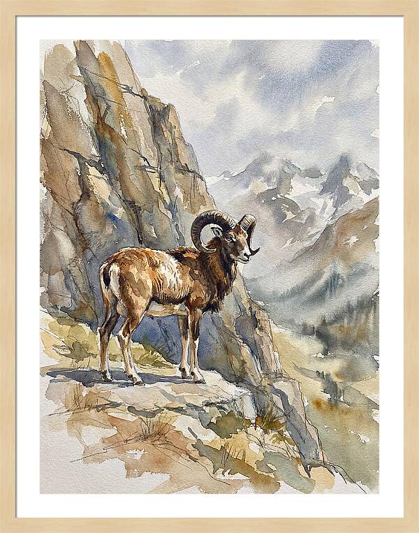 Mouflon On A Mountain Ridge