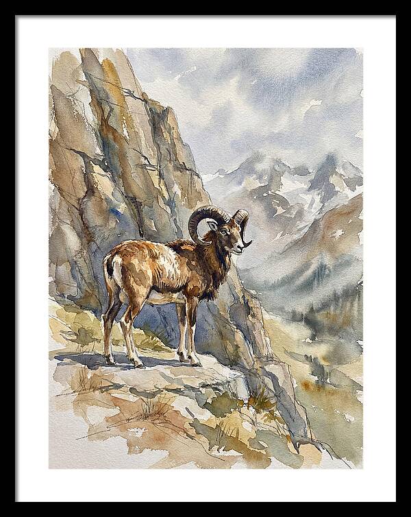 Mouflon On A Mountain Ridge