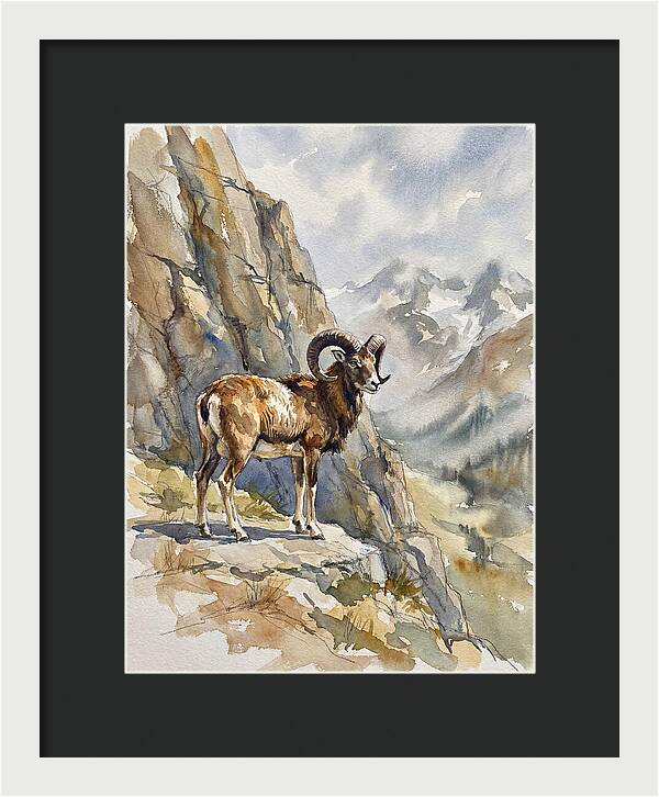 Mouflon On A Mountain Ridge