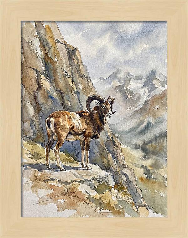Mouflon On A Mountain Ridge