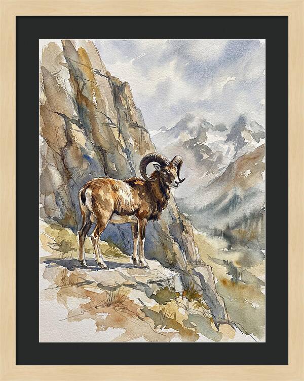 Mouflon On A Mountain Ridge