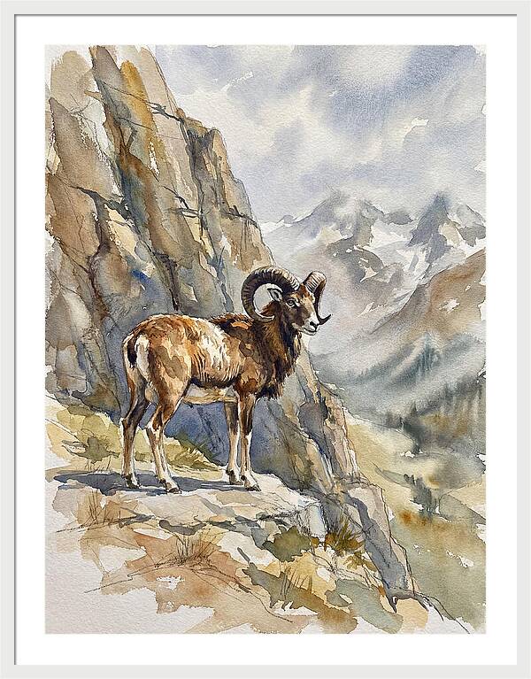 Mouflon On A Mountain Ridge