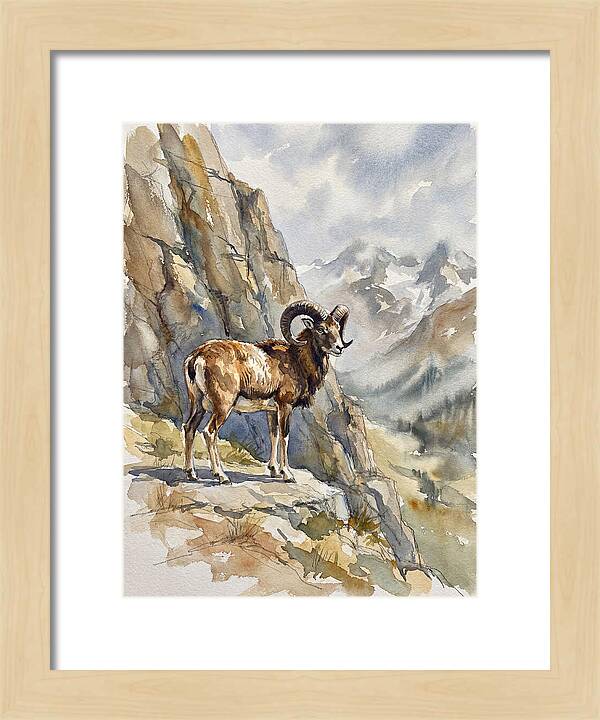 Mouflon On A Mountain Ridge