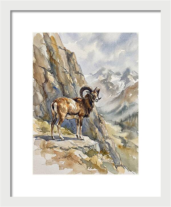 Mouflon On A Mountain Ridge