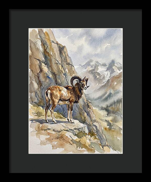 Mouflon On A Mountain Ridge