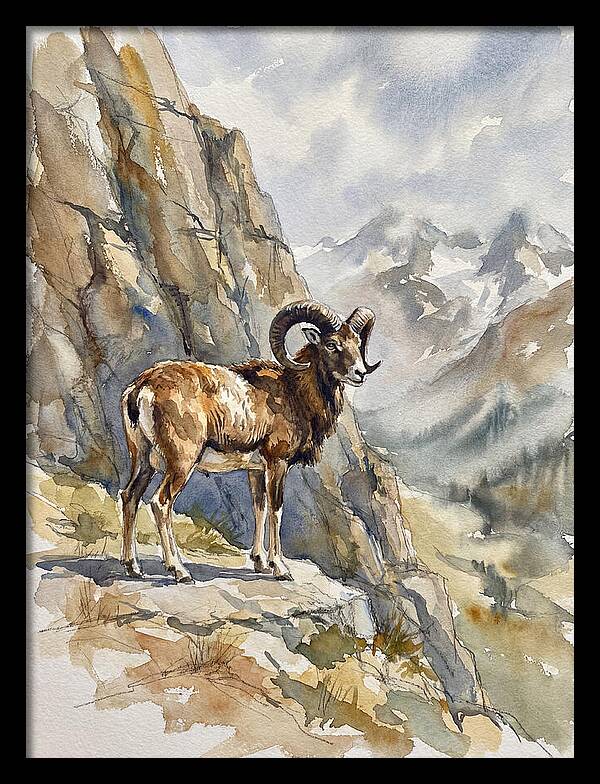 Mouflon On A Mountain Ridge